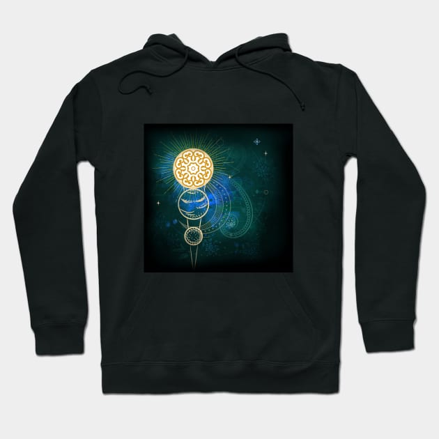 Celestial Sun Star Abstract Hoodie by shaireproductions